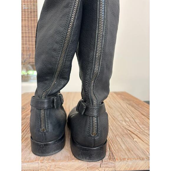 J.Crew Emmett Tall Riding Pebbled Leather Boots black Size 9 - Picture 2 of 7